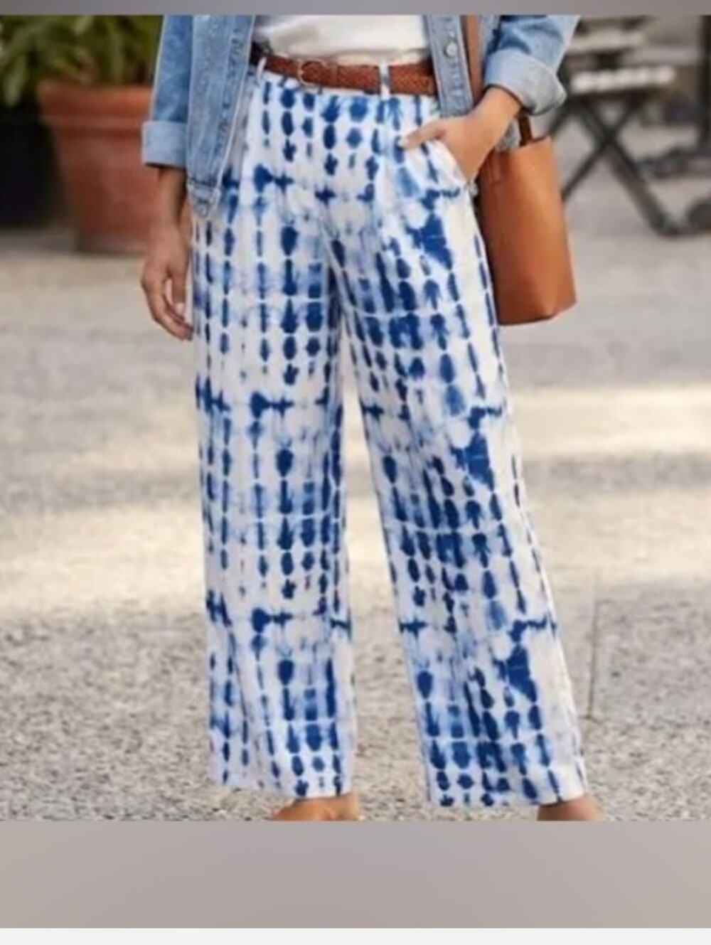 House Of Harlow 1960 Blue & White Tie Dye Wide Leg Pants